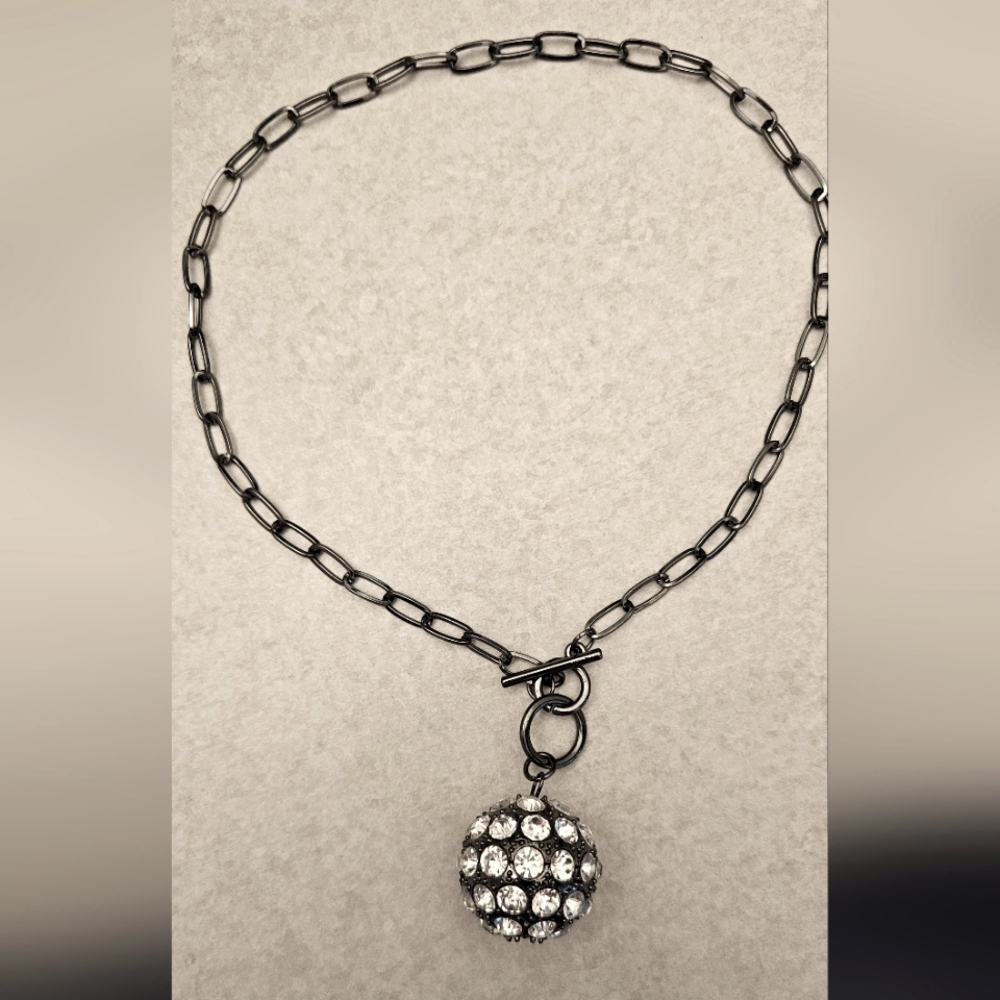 Toggle disco ball necklace